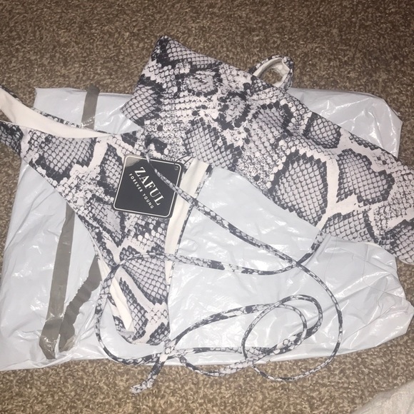 snake print bandeau bikini